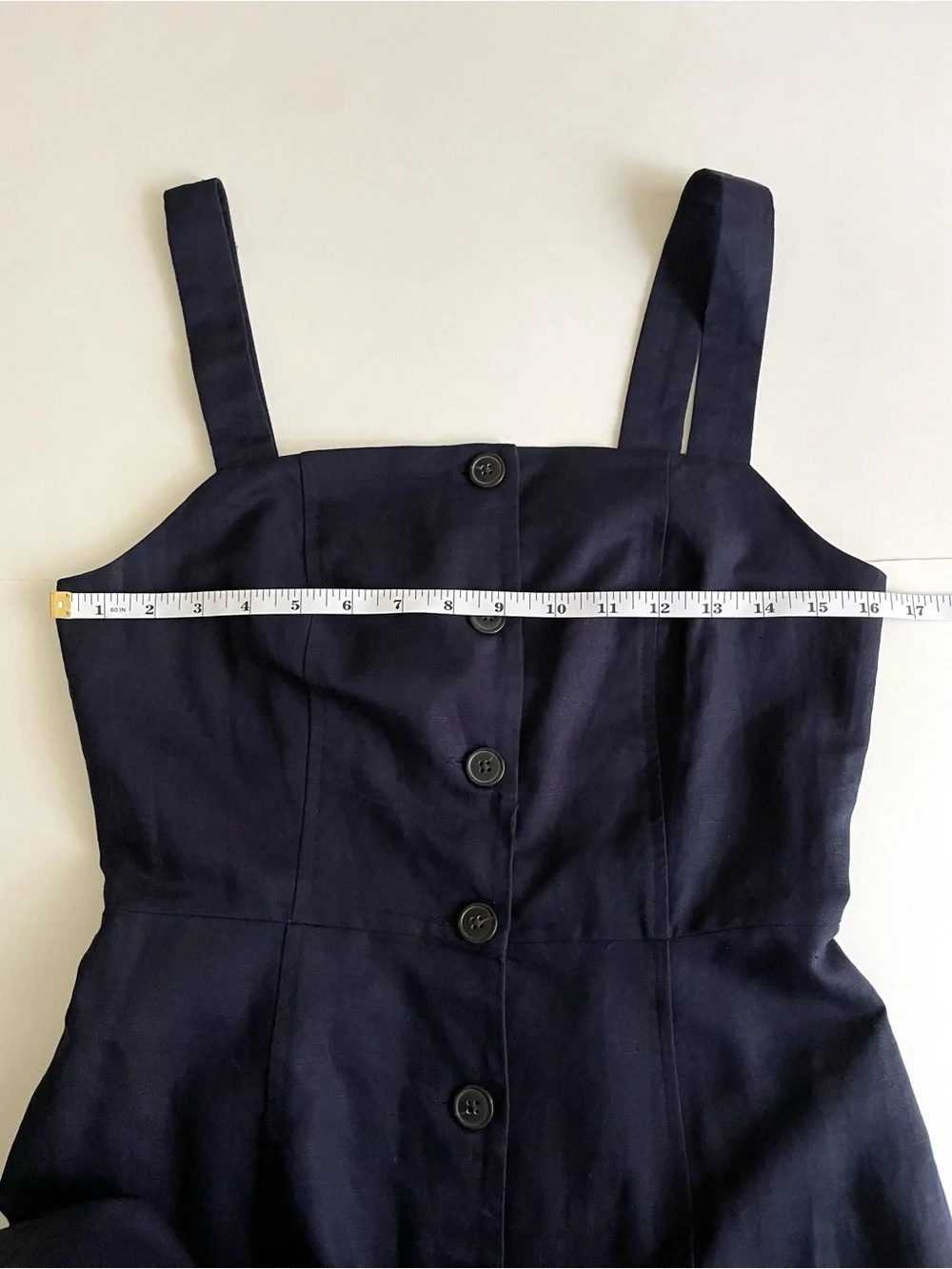 Gap Button Front Apron Linen Cotton Sleeveless Midi Dress Dark Navy NWT - Picture 8 of 11